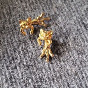 Vintage Gold Plated Cat Earrings